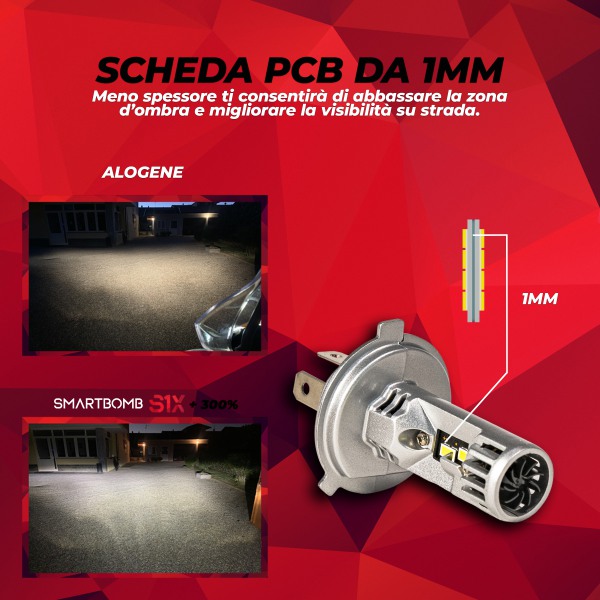 scheda pcb 1mm lampade led 55w s1x smartbomb